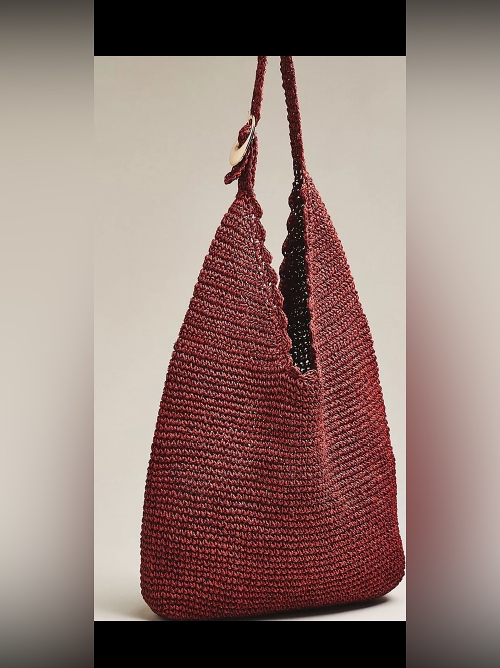 Anthropologie Raffia Scalloped Slouchy Bag.